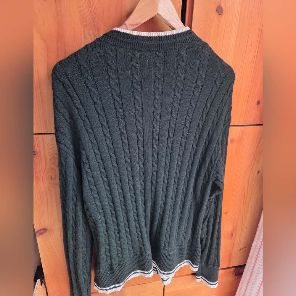 Lululemon Women's Forest Green Cotton Blend Cable Knit Cardigan Size Medium - Picture 6 of 8